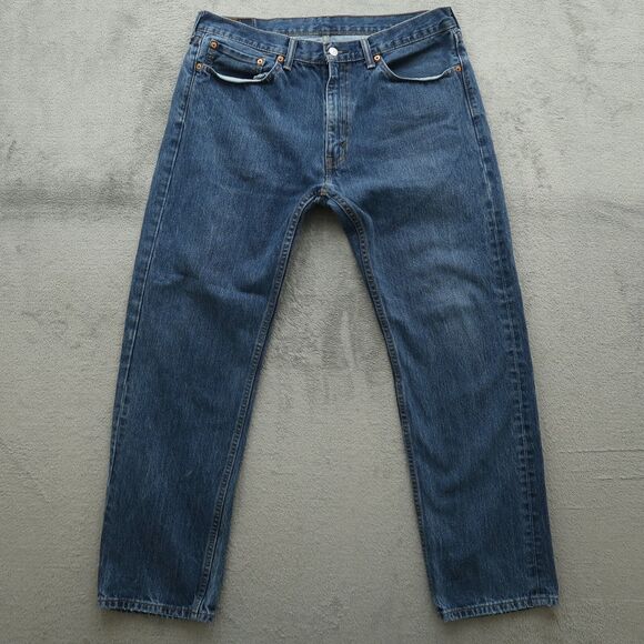 Levi's 505 Jeans Mens Size 36x32 Blue Regular Straight 100% Cotton Denim Pants - Picture 1 of 16